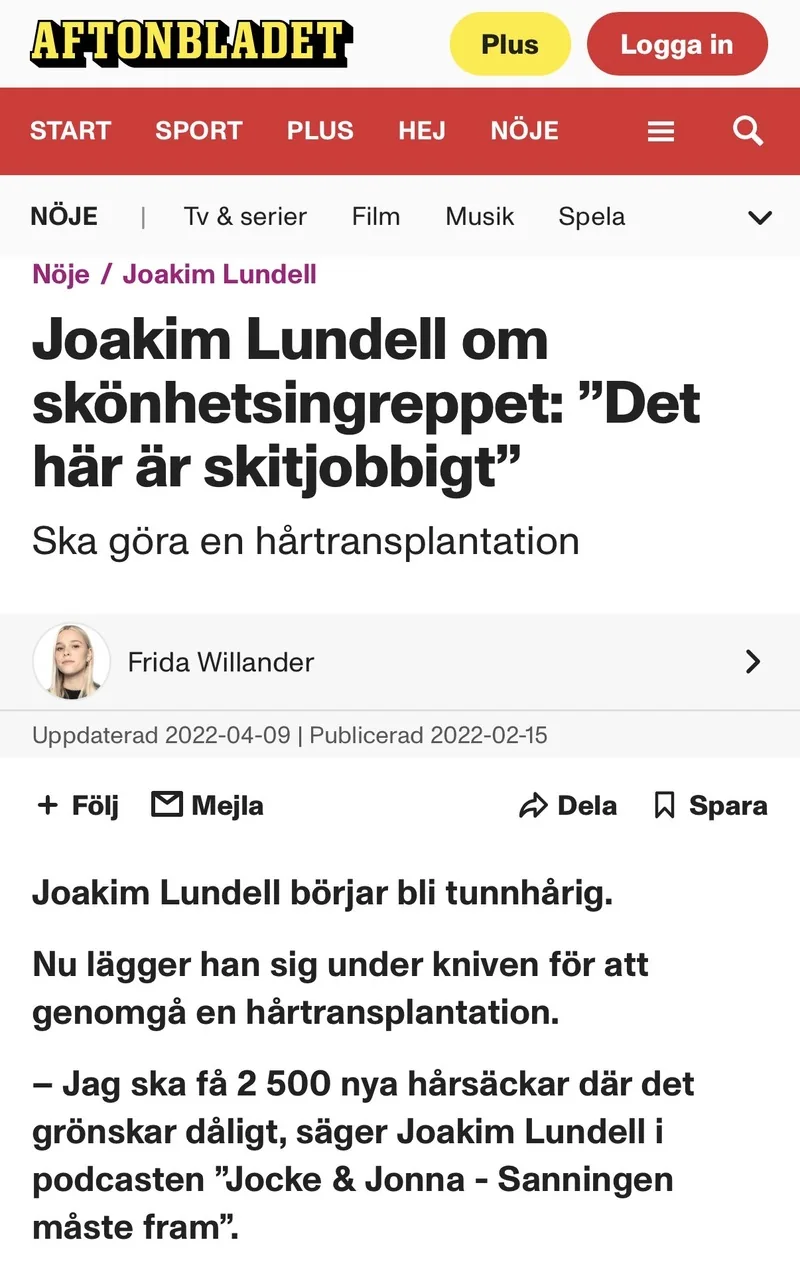 Aftonbladet: Joakim Lundell